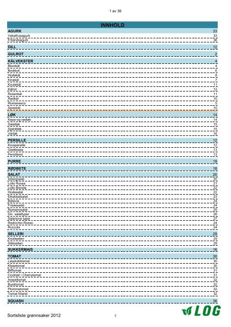 Sortsliste grønnsaker (pdf) - LOG AS