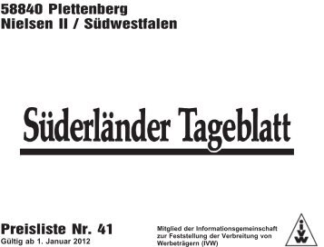 58840 Plettenberg Nielsen II / Südwestfalen ... - Süderländer Tageblatt