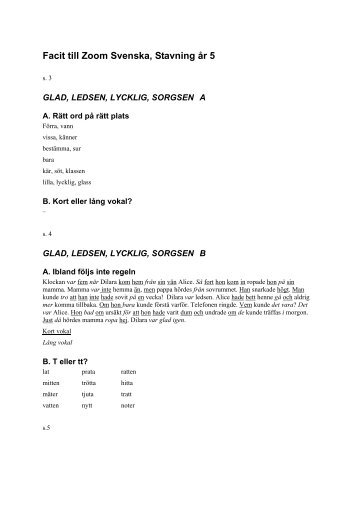 Facit till Zoom Svenska, Stavning år 5 - Sanoma Utbildning