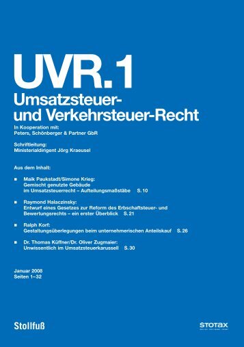 UVR.1 Umsatzsteuer- und Verkehrsteuer-Recht - Stollfuß Medien