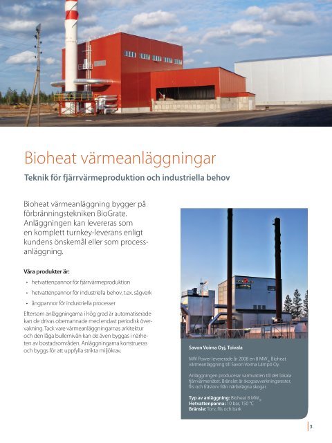 Bioheat värmeanläggningar - MW Power