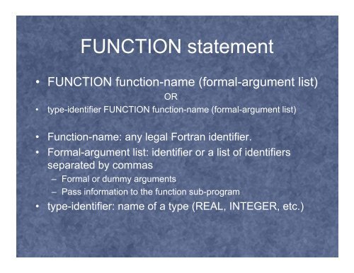 FORTRAN 90: Functions, Modules, and Subroutines (pdf format)