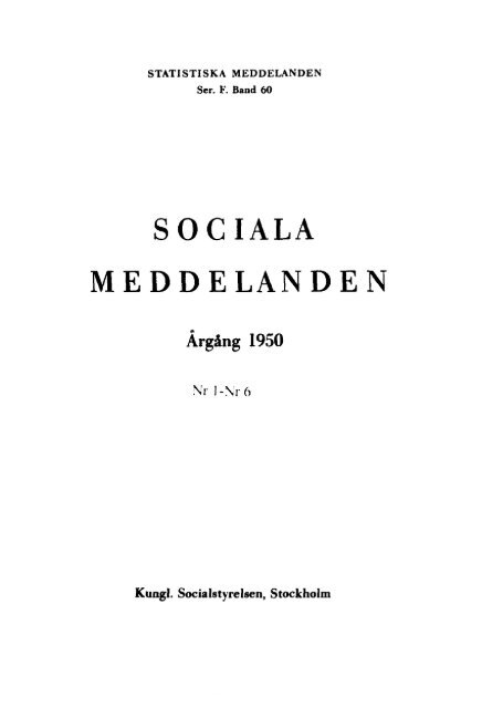 Sociala meddelanden. 1950: 1-6 (pdf) - Statistiska centralbyrån