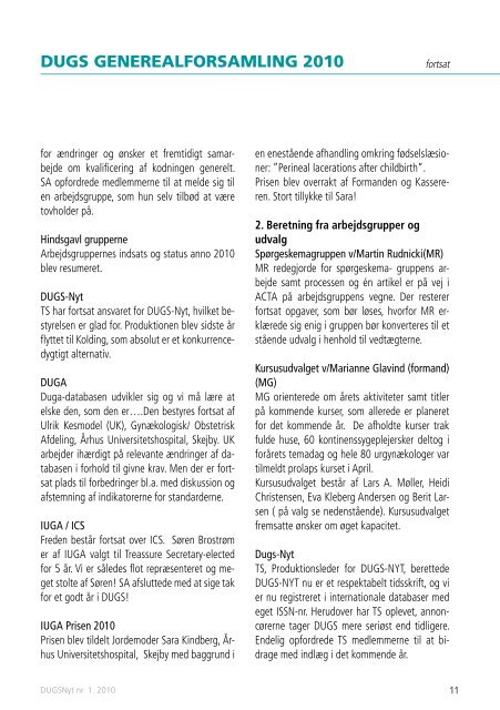 DUGSNyt nr. 1. 2010 - Dansk Urogynækologisk Selskab
