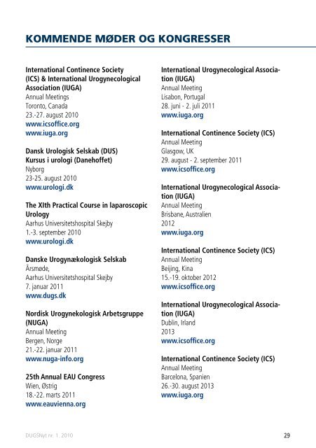 DUGSNyt nr. 1. 2010 - Dansk Urogynækologisk Selskab