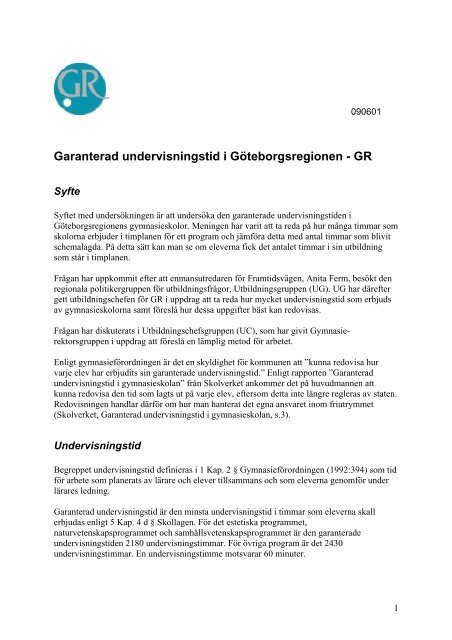 Garanterad undervisningstid i GR, Rapport.pdf - GR Utbildning