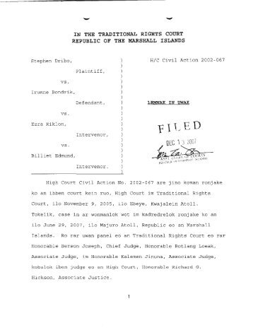 Traditional Rights Court - Republic of Marshall Islands Judiciary