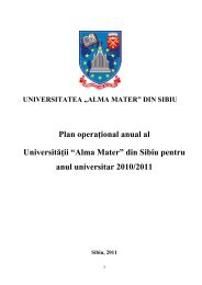 din Sibiu pentru anul universitar 2010/2011 - Universitatea Alma ...