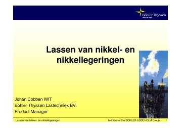 Lassen van nikkel- en nikkellegeringen - Lasgroep West