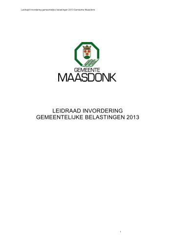 Leidraad invordering gemeentelijke belastingen 2013