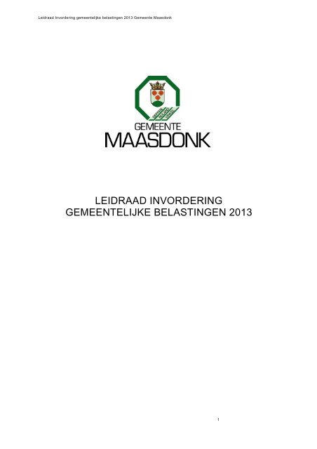 Leidraad invordering gemeentelijke belastingen 2013