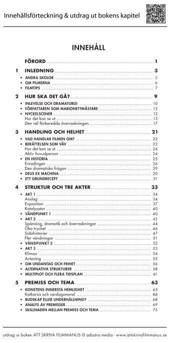 INNEhÅLL Innehållsförteckning & utdrag ut bokens kapitel