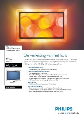 42PFL9900D/10 Philips Flat TV met Perfect Pixel ... - Gebroeders Nijs