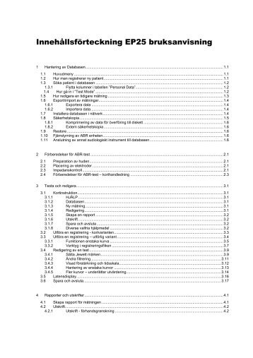 Innehållsförteckning EP25 bruksanvisning - categner.se