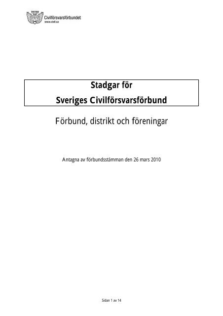 Stadgar för Sveriges Civilförsvarsförbund - Civilförsvarsförbundet