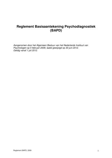 Reglement Basisaantekening Psychodiagnostiek (BAPD) - NIP
