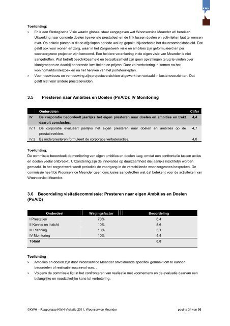 rapport over de maatschappelijke prestaties - Woonservice Meander