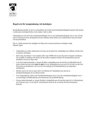 Regelverk för kompisåkning vid skolskjuts - Sjöbo kommun