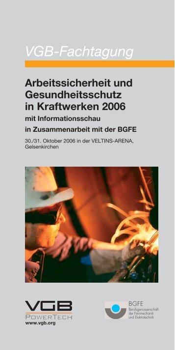 VGB-Fachtagung Arbeitssicherheit und ... - VGB PowerTech