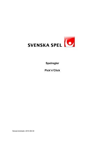 Spelregler Pick'n'Click - Svenska Spel