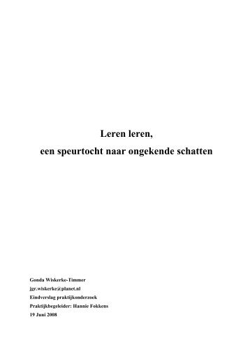 Leren leren, een speurtocht naar ongekende ... - OSO Windesheim