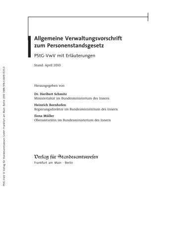 Allgemeine Verwaltungsvorschrift zum Personenstandsgesetz