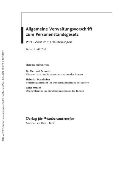 Allgemeine Verwaltungsvorschrift zum Personenstandsgesetz