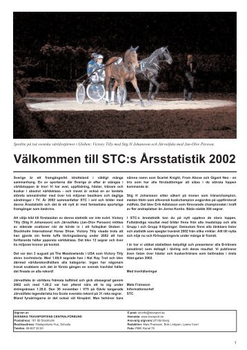 Välkommen till STC:s Årsstatistik 2002 - Svensk Travsport