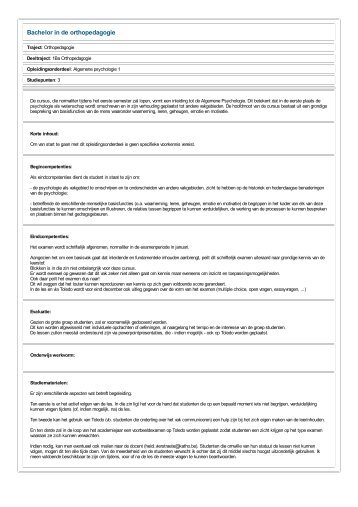 opleidingsprogramma orthopedagie 2011-12 - Katho