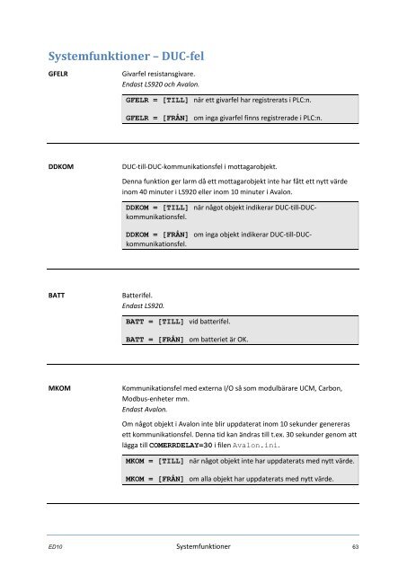 ED10 Användarhandbok (pdf) - Larmia Control AB