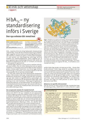 HbA – ny standardisering införs i Sverige - HbA1c.nu