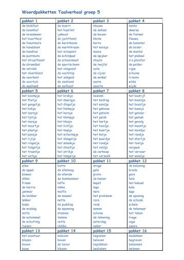 woordpakketten groep 5 - t Getij