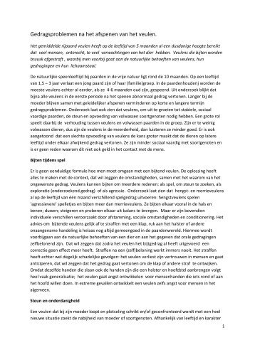 Juiste wijze afspenen veulen voorkomt gedragsproblemen