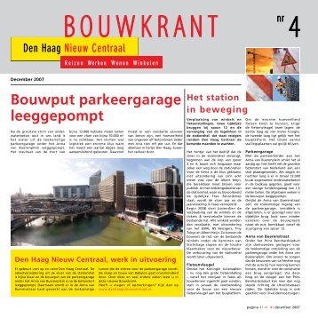 Bouwput parkeergarage leeggepompt - Den Haag Nieuw Centraal