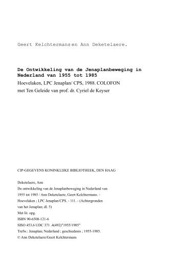 de geschiedenis Jenaplanbeweging. - Nederlandse ...