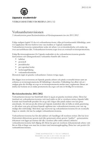 Verksamhetsrevision 2011-2012 - Uppsala Studentkår