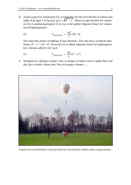 Beregninger over en varmluftsballon - Vestergaards Matematik Sider