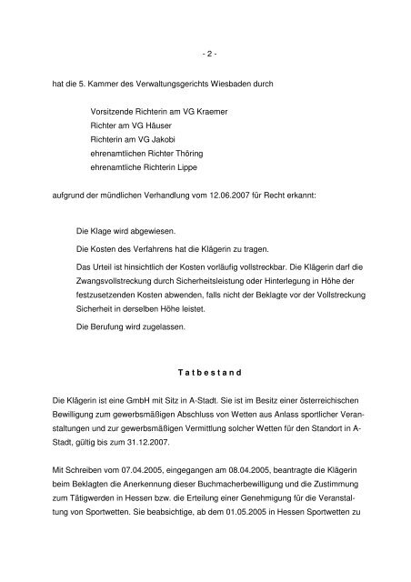5 E 609/05(V) Verwaltungsgericht Wiesbaden URTEIL IM NAMEN ...