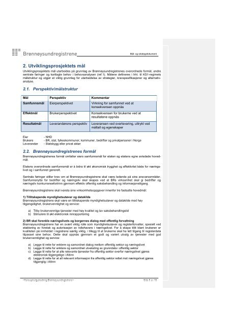 Mål- og strategidokument - Brønnøysundregistrene