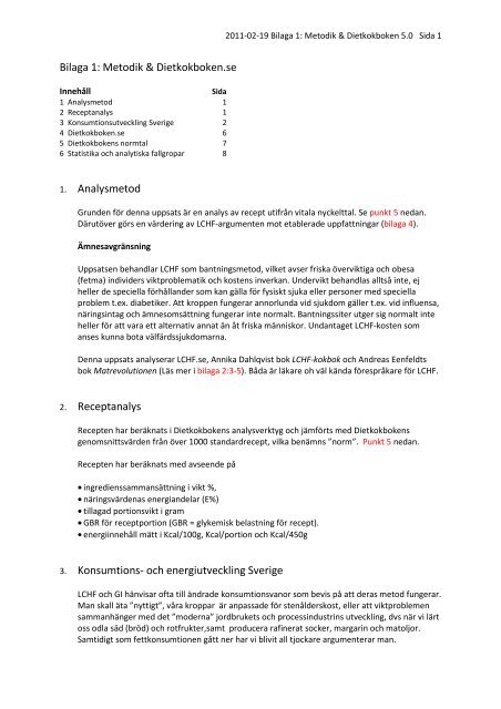 Bilaga 1 Metodik Dietkokboken Se 1 Analysmetod 2