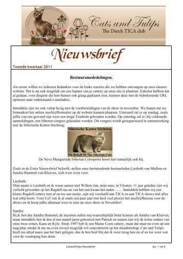 Nieuwsbrief - Cats and Tulips