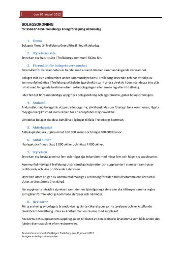 Bolagsordning (PDF-dokument, 265 kB) - Trelleborgs kommun