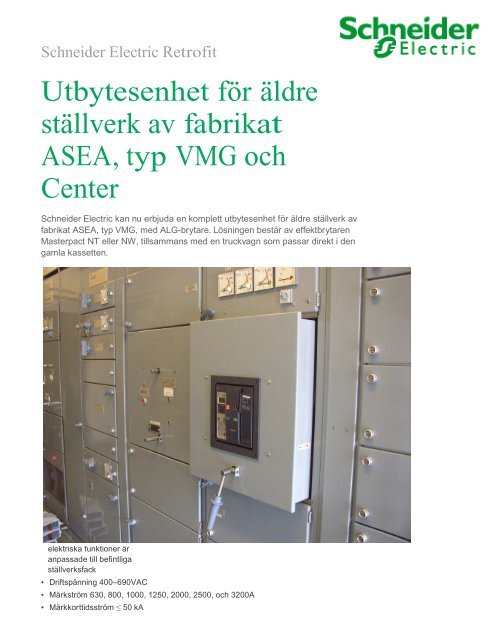 ASEA ALG för ställverk VMG 400V-690V - Schneider Electric