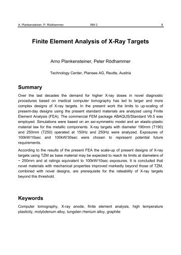 Finite Element Analysis of X-Ray Targets