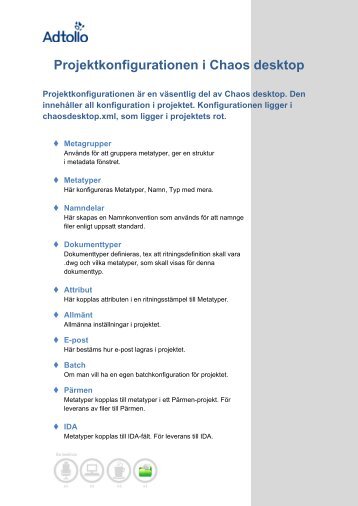 Projektkonfigurationen i Chaos desktop - Adtollo
