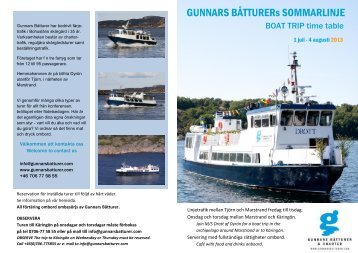 Sommarturer - Gunnars Båtturer