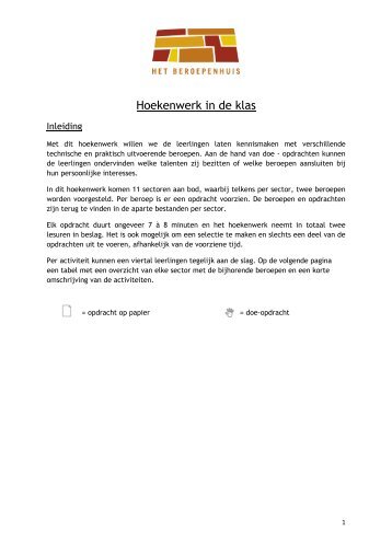 Hoekenwerk - inleidend document - Beroepenhuis