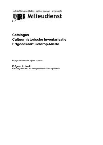 Catalogus cultuurhistorische inventarisatie gemeente Geldrop-Mierlo