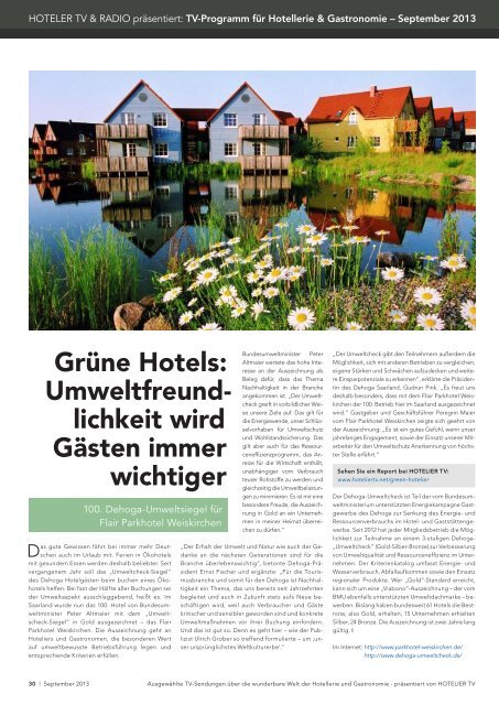 HOTEL TV PROGRAMM September 2013