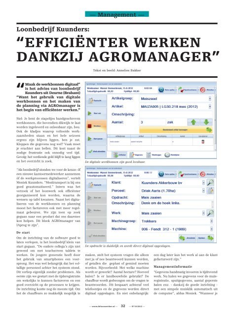 Efficiënter werken dankzij agromanager - deLoonwerker